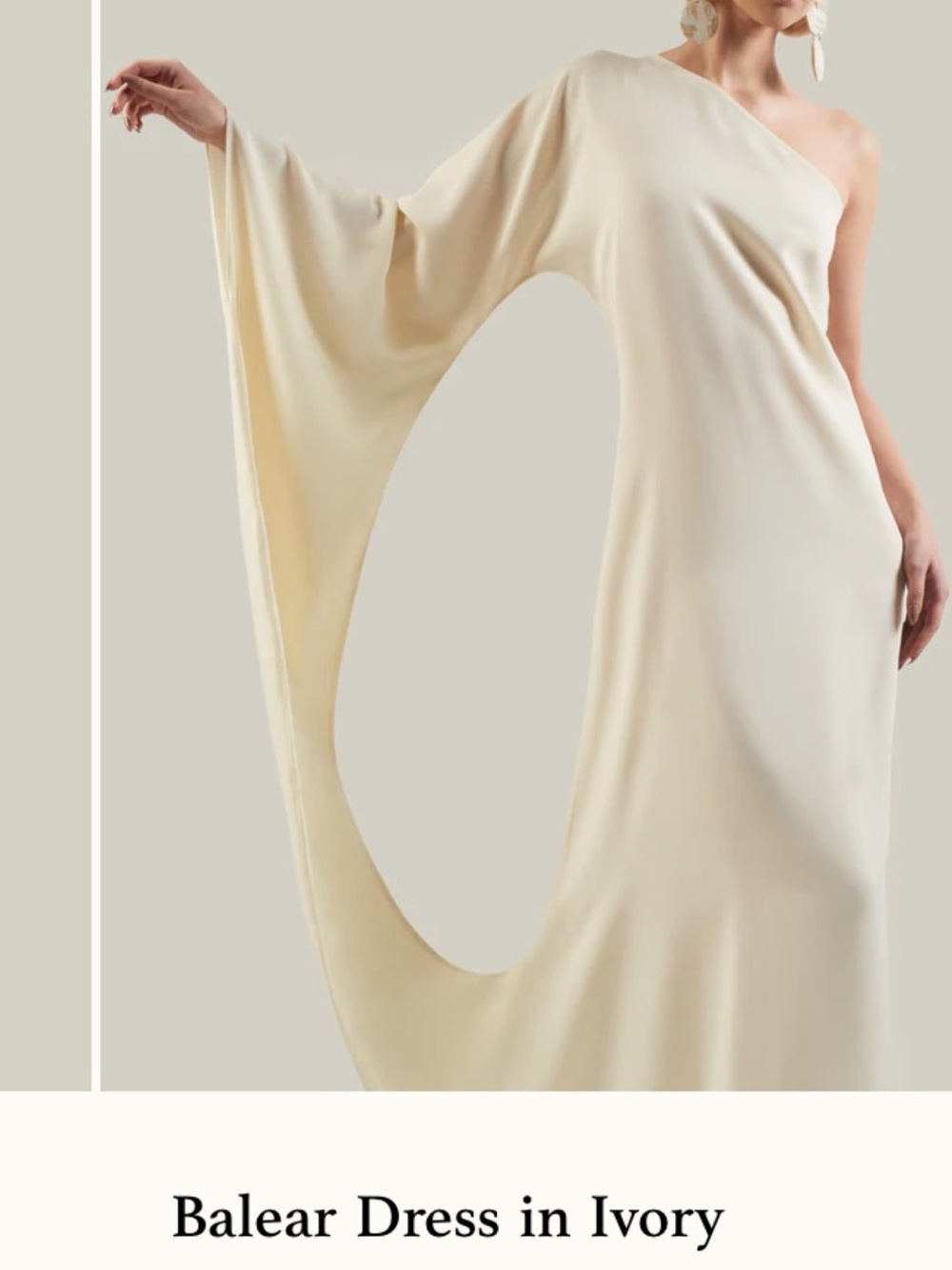 TALLER MARMO Ivory One-Shoulder Balear Dress
